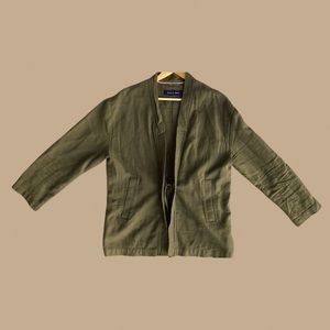 Like New, Zara, Green Olive, Textured Kimono Style Jacket, XL.